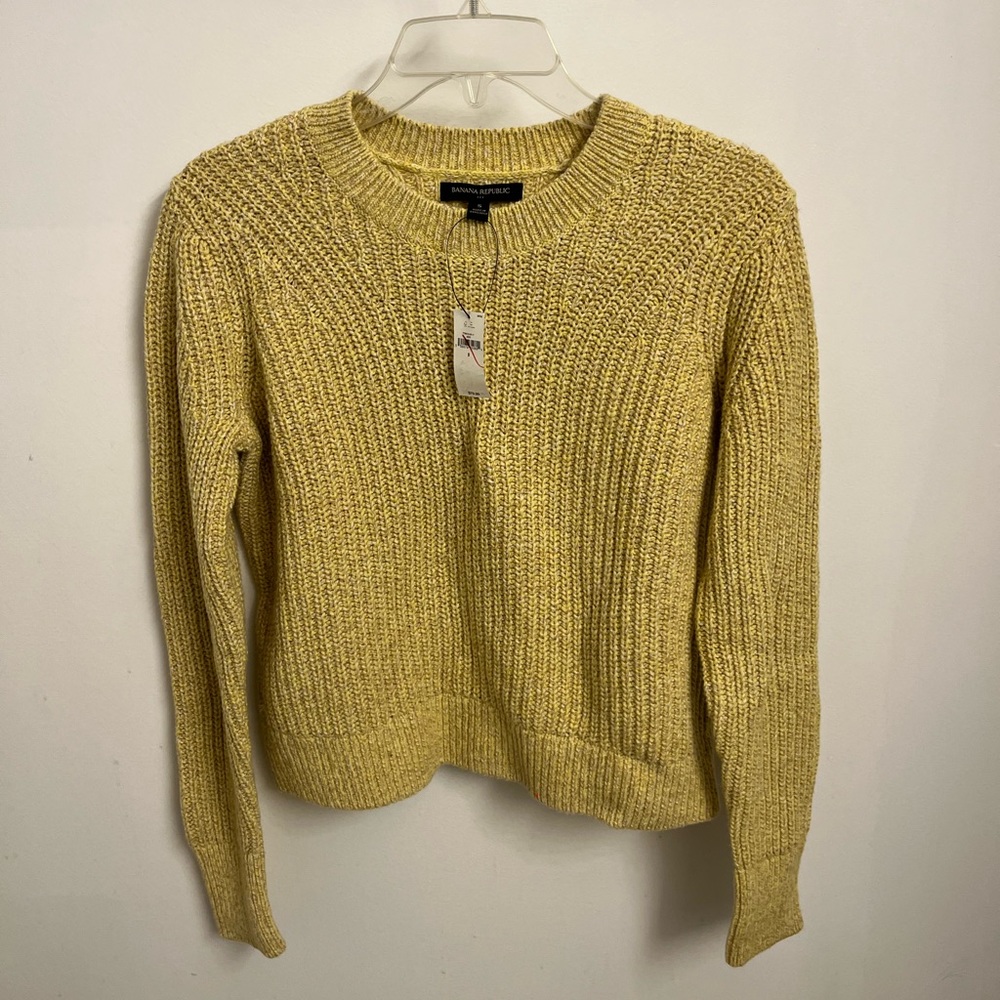 Yellow Knit Banana Republic Crewneck Sweater